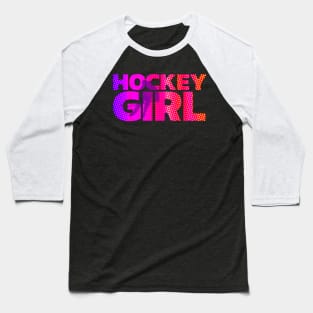 Ice Hockey Girl Pink and Purple Design For Players Baseball T-Shirt